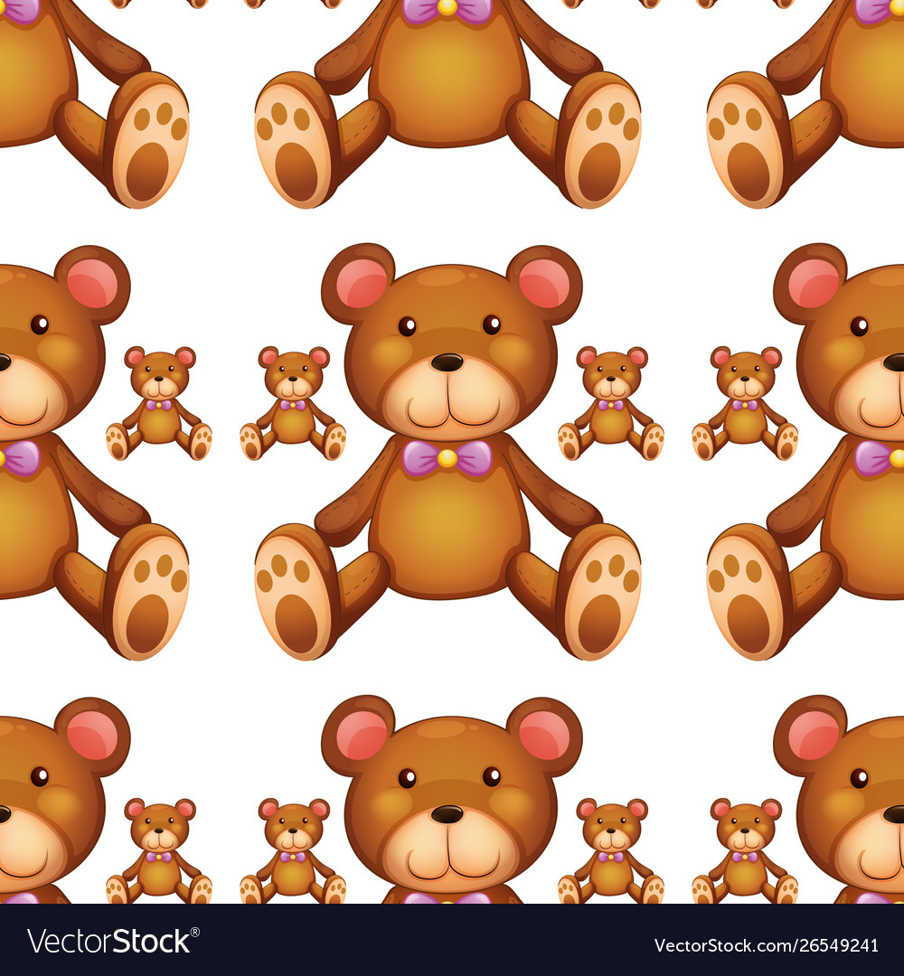 Seamless pattern tile cartoon with teddy bear Vector Image