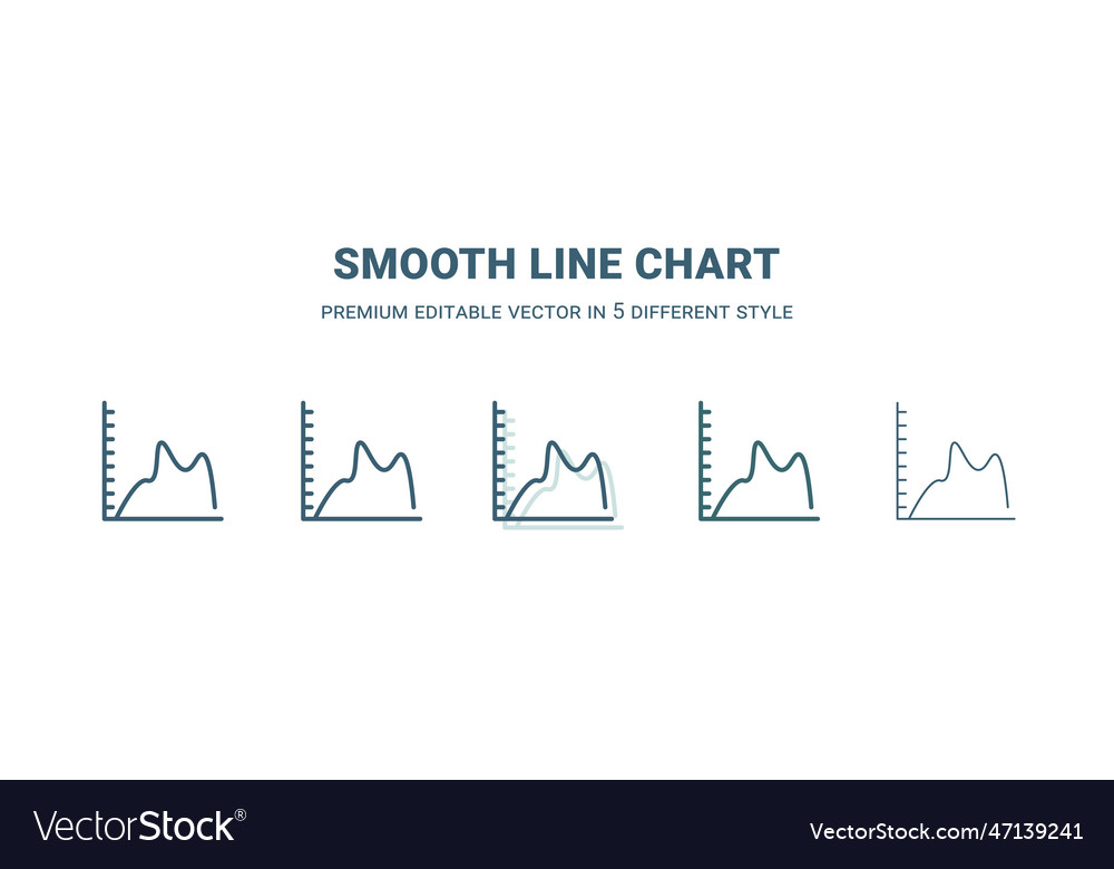 Smooth line chart icon in 5 different style