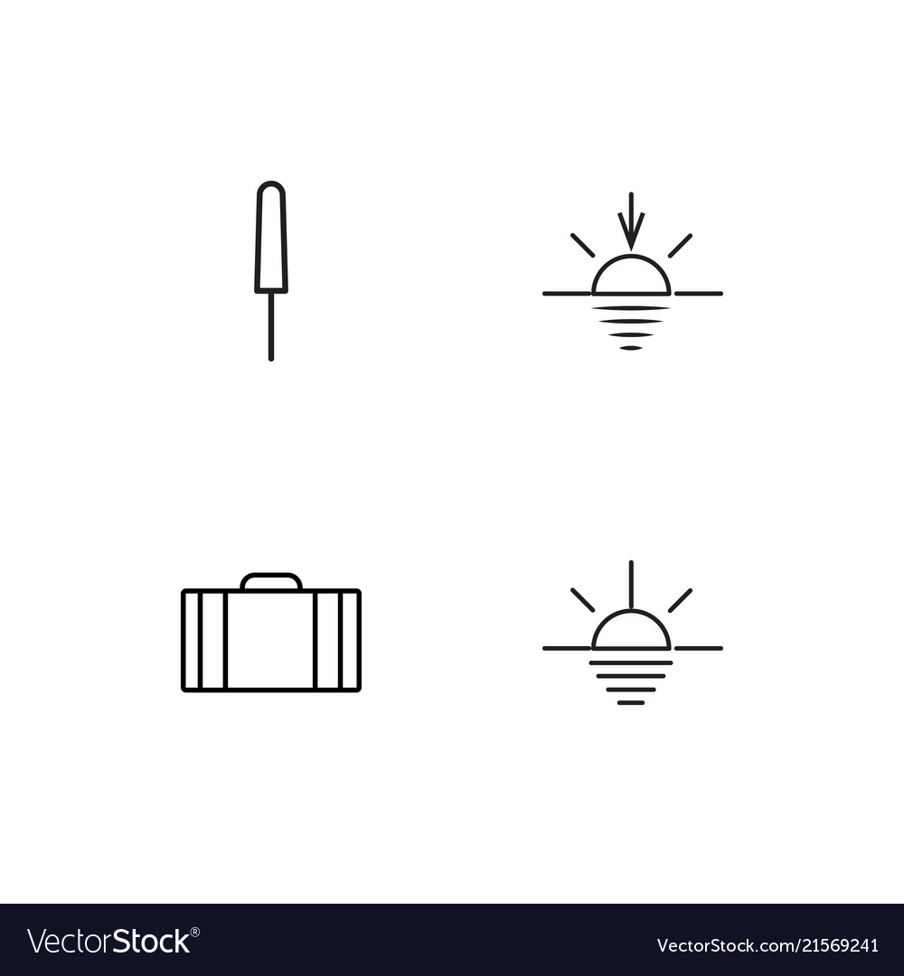Summer linear icons set simple outline