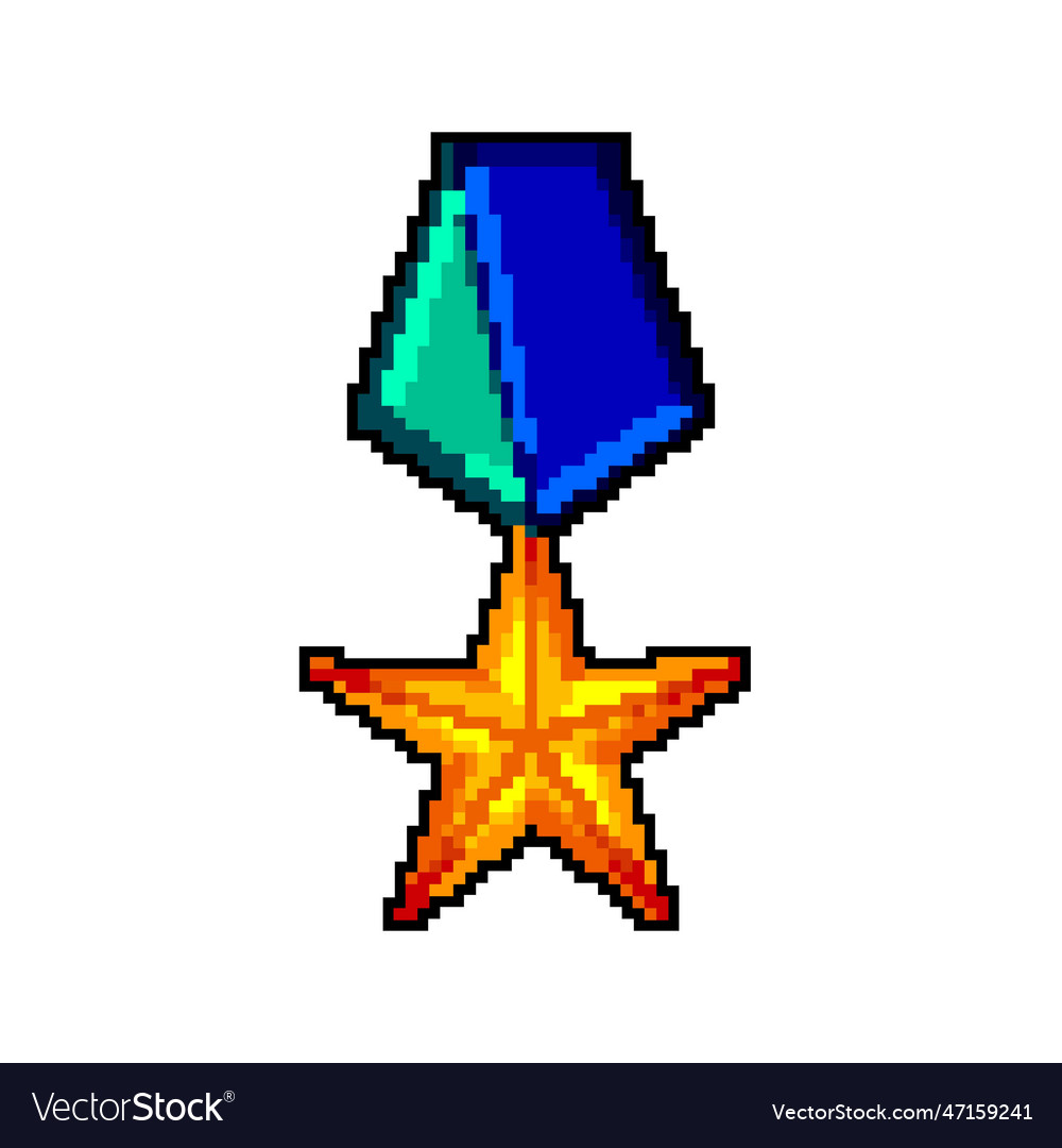 Victory military medal game pixel art Royalty Free Vector