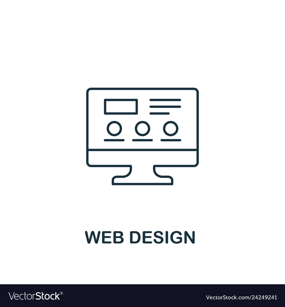 Web design icon thin outline style from ui vector image Web design icon thin outline style from ui
