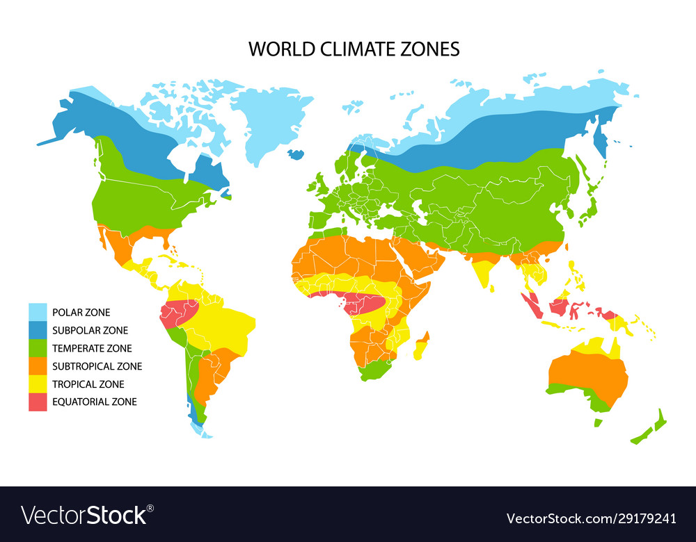 World Climate Zone Map World climate zones map geographic Royalty Free Vector Image