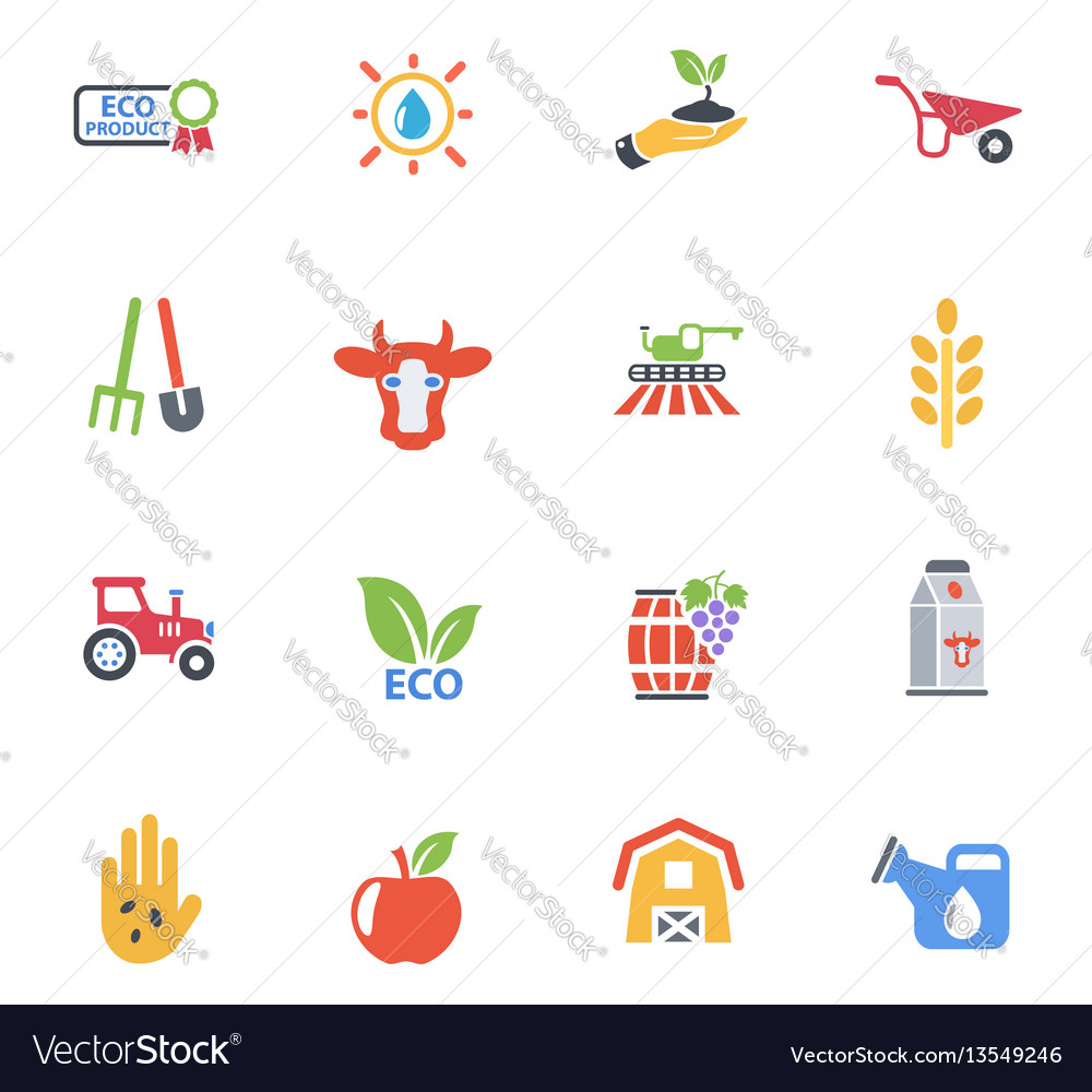 Agricultural icon set Royalty Free Vector Image