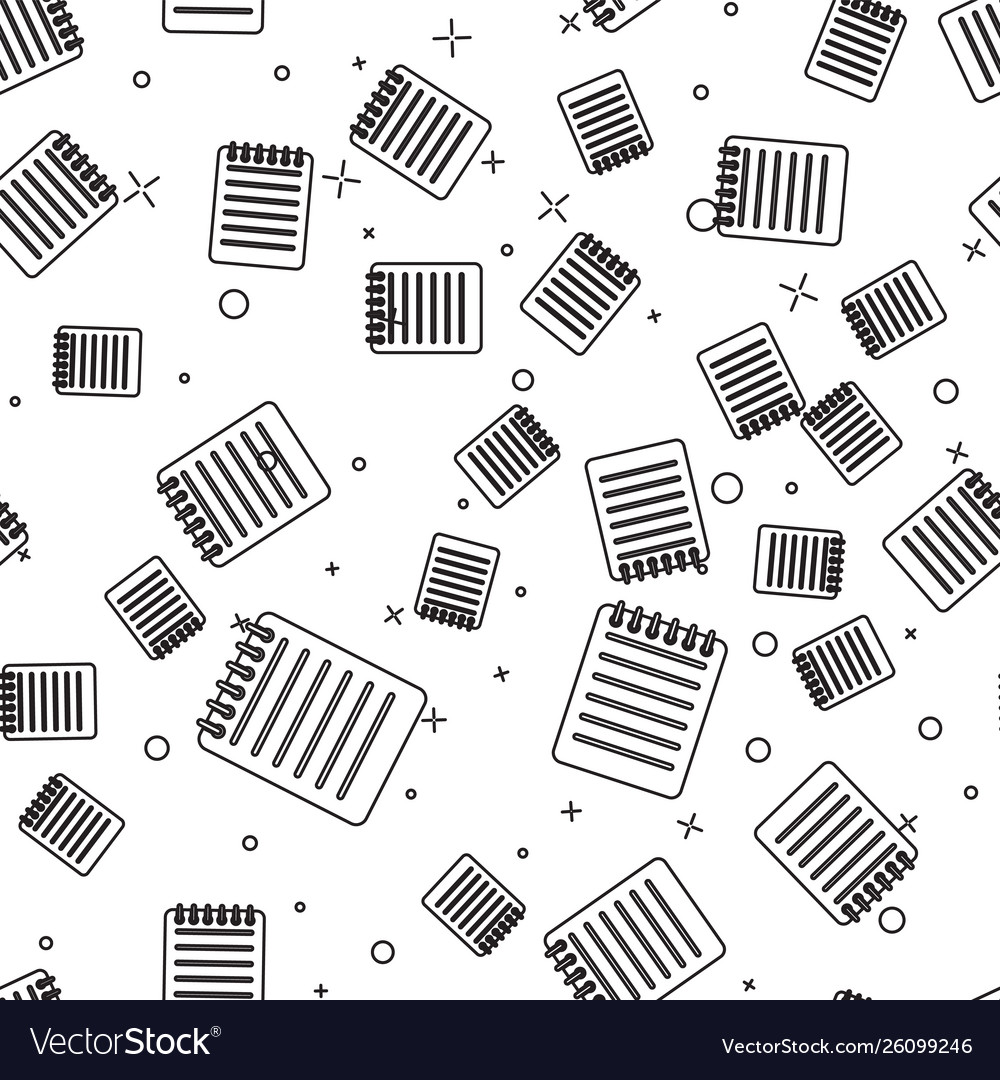 Black notebook icon isolated seamless pattern Vector Image Black notebook icon isolated seamless pattern