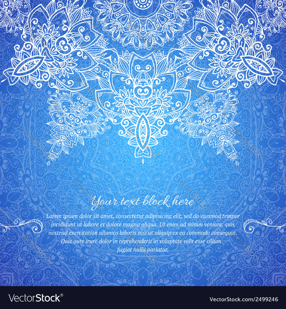 Blue ornate vintage wedding card background Vector Image