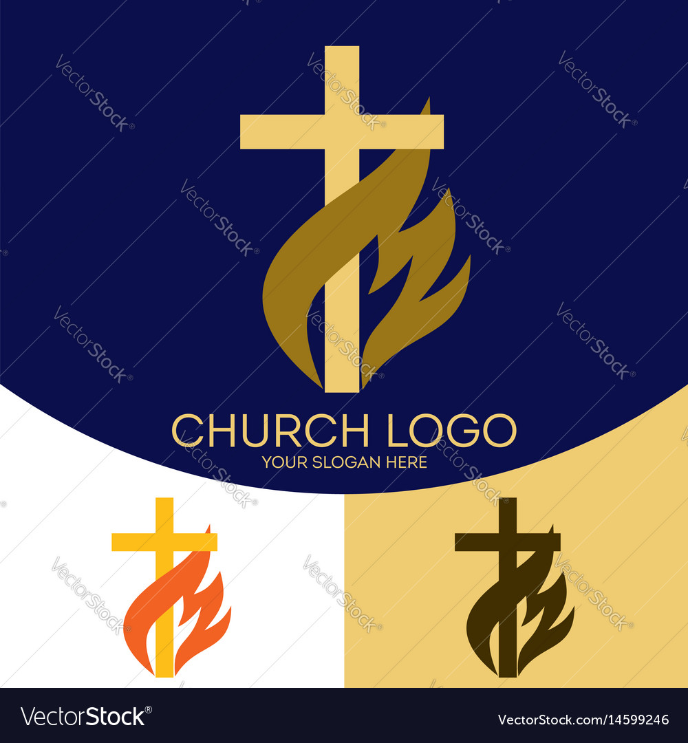 Church logo and christian symbols Royalty Free Vector Image