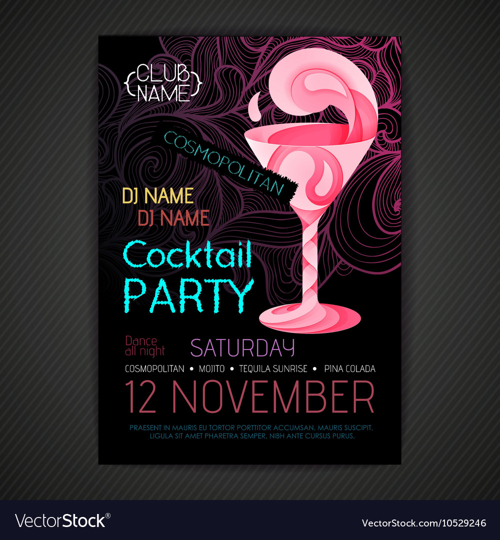 Disco cocktail party poster 3d design Royalty Free Vector