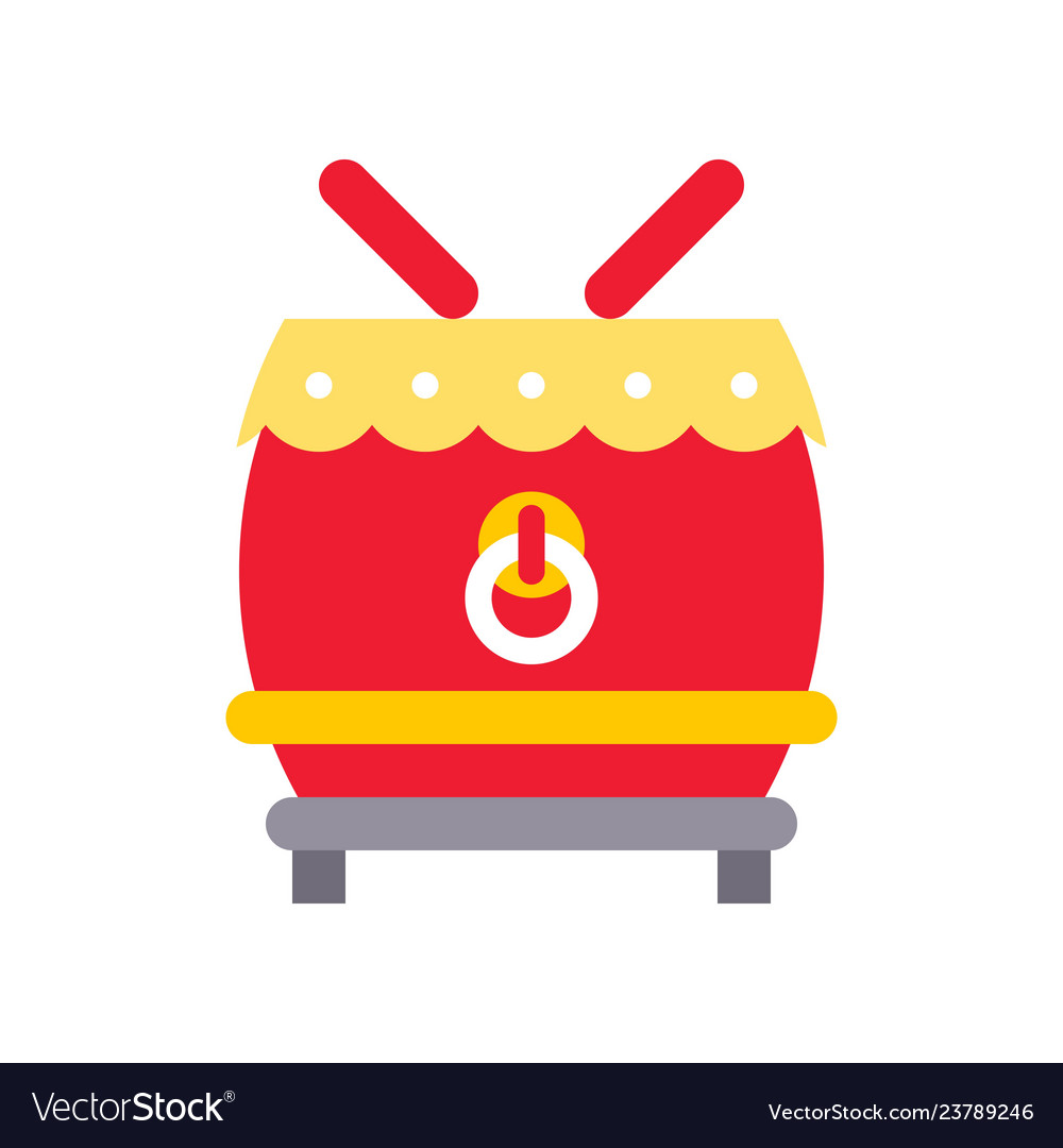 Drum chinese lunar new year flat style icon