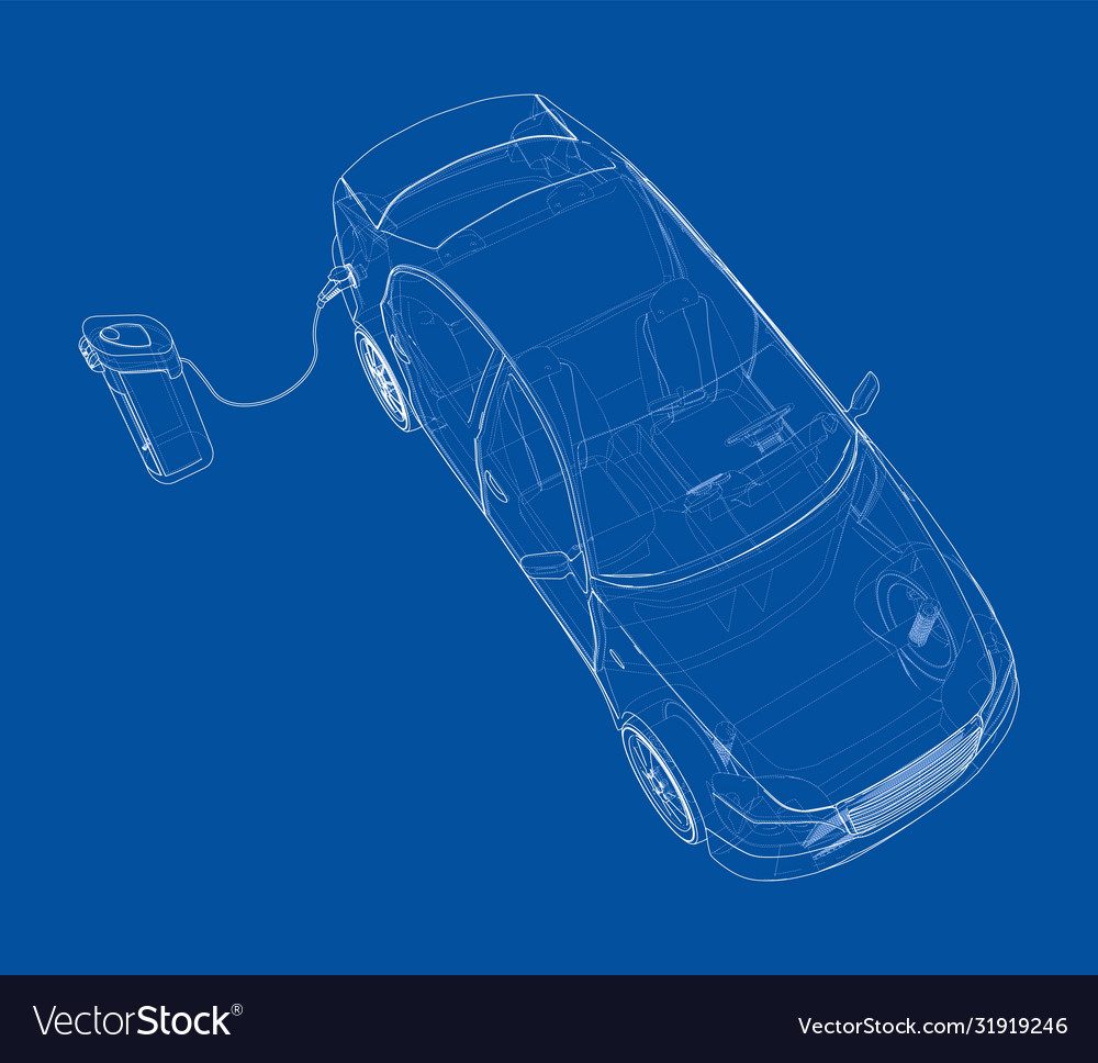 Electric vehicle charging station sketch Vector Image