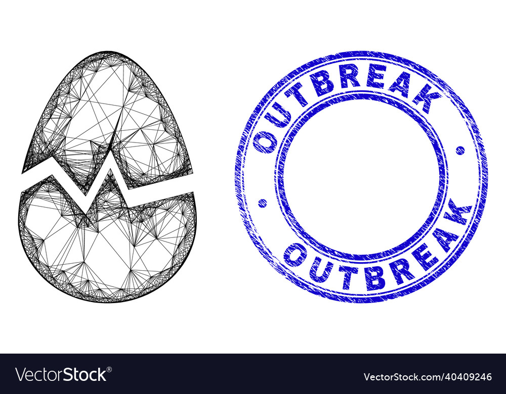 Grunge outbreak seal and linear irregular mesh vector image Grunge outbreak seal and linear irregular mesh