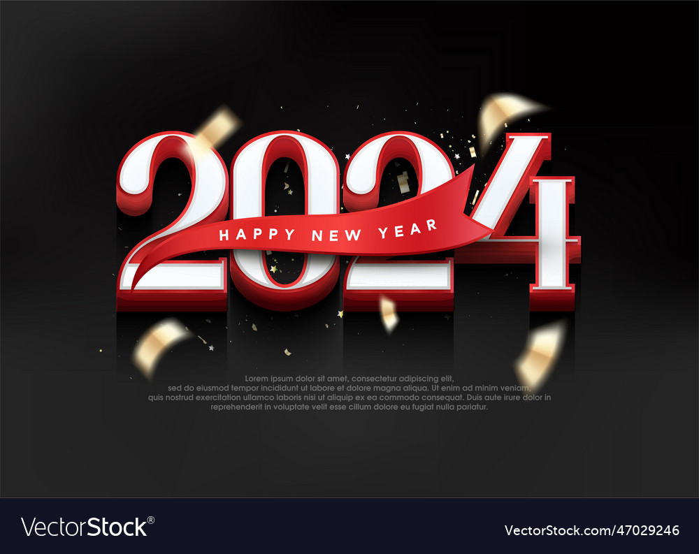 Happy new year 2024 3d greeting Royalty Free Vector Image