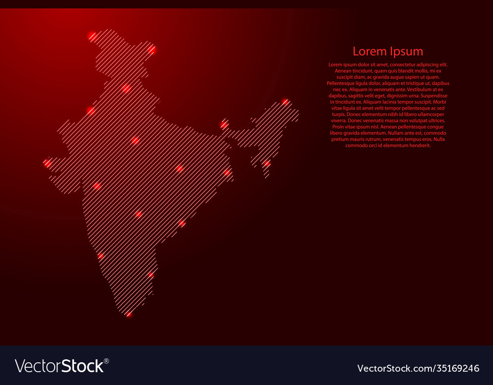 India map from red pattern slanted parallel lines