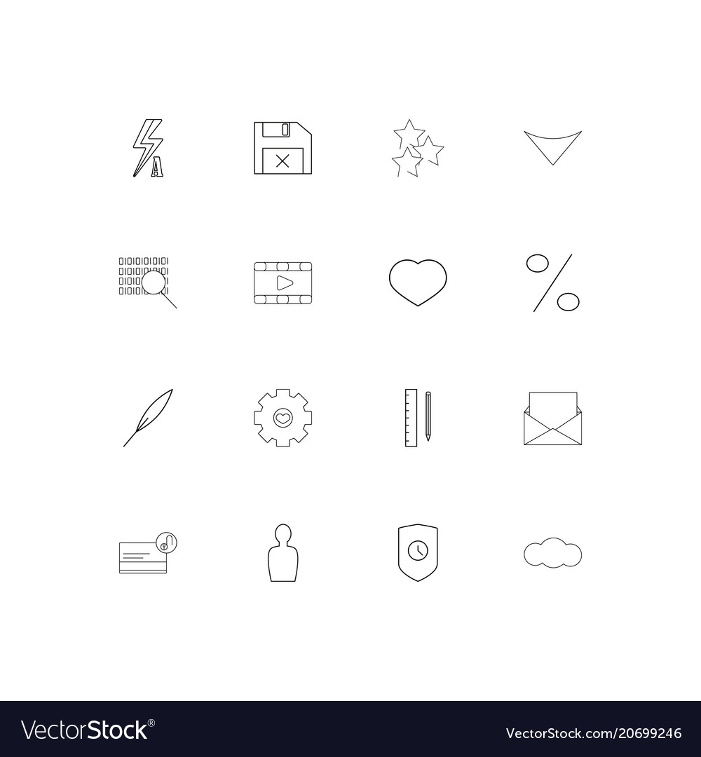 Interface simple linear icons set outlined