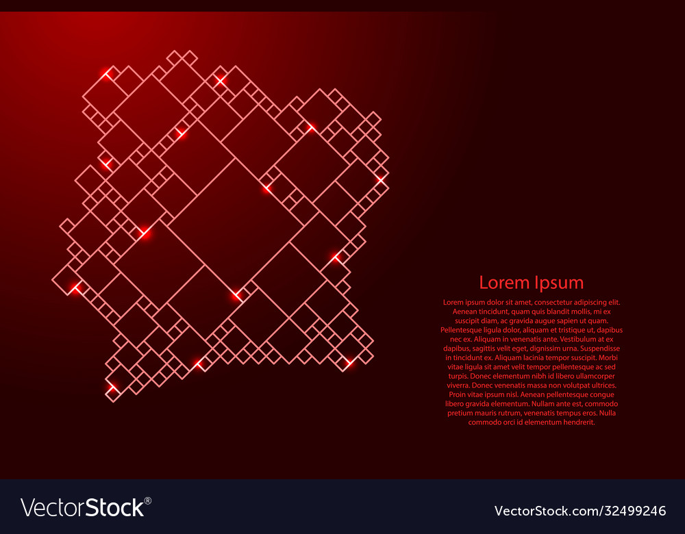 Ivory coast map from red pattern a grid vector image Ivory coast map from red pattern a grid