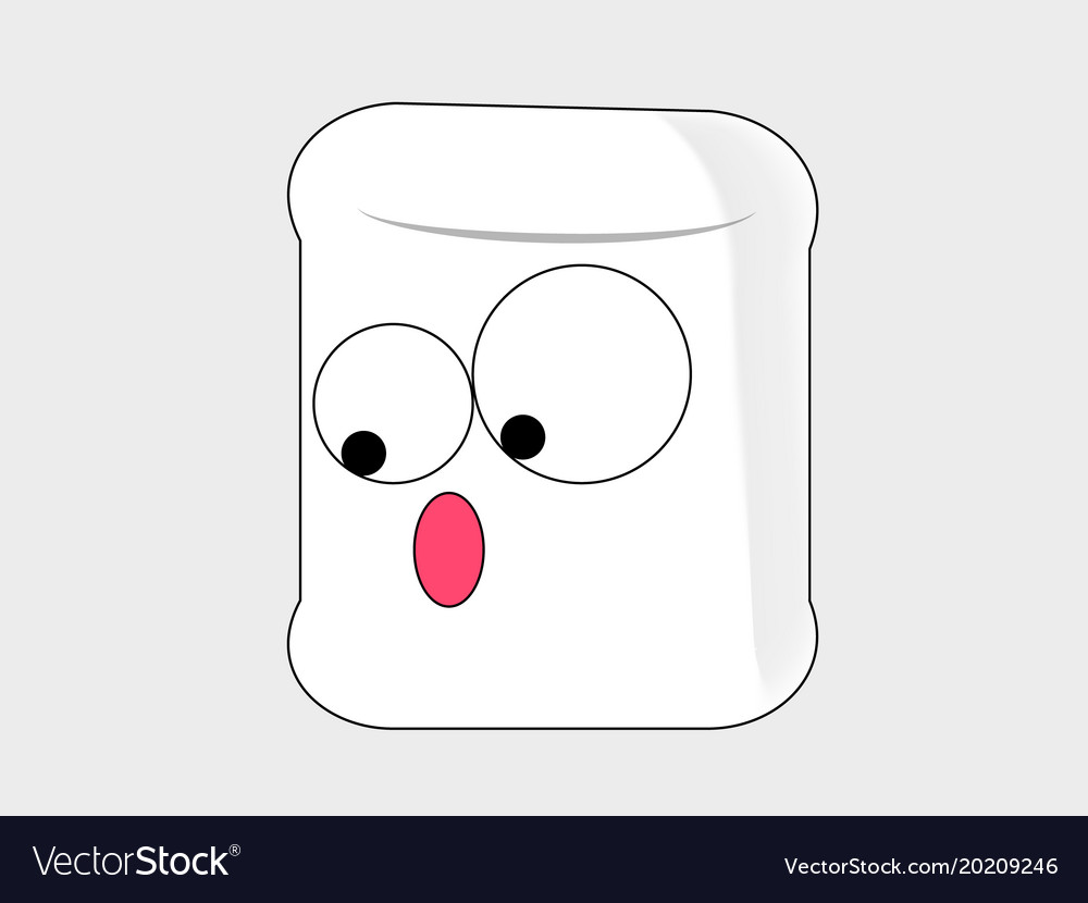 Marshmallow cartoon with big surprise looks down Vector Image