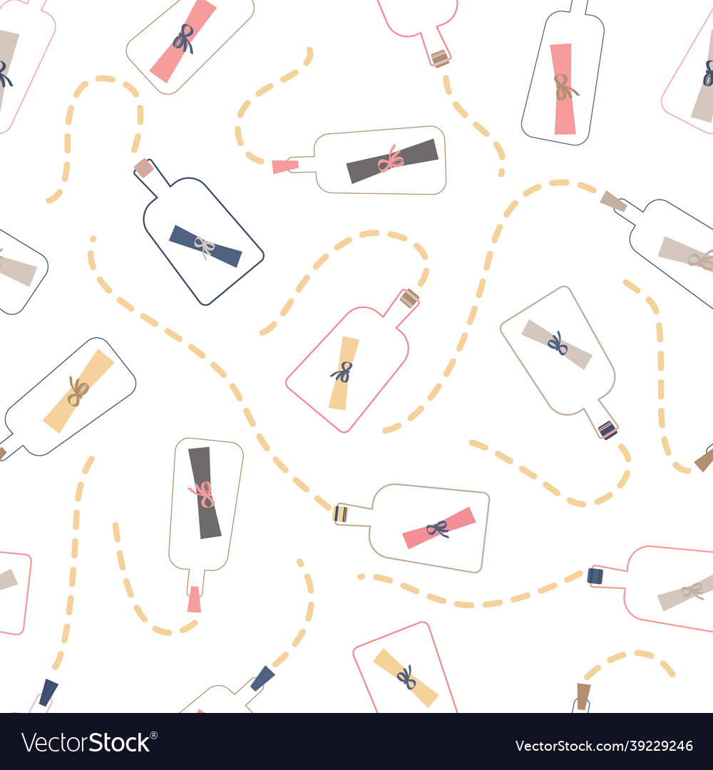 Message in a bottle seamless pattern design vector image Message in a bottle seamless pattern design
