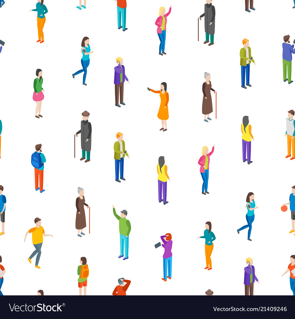 People characters seamless pattern background