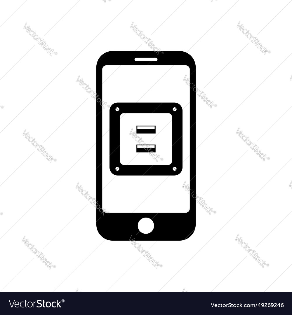 Phone with socket plug icon symbol for app and web