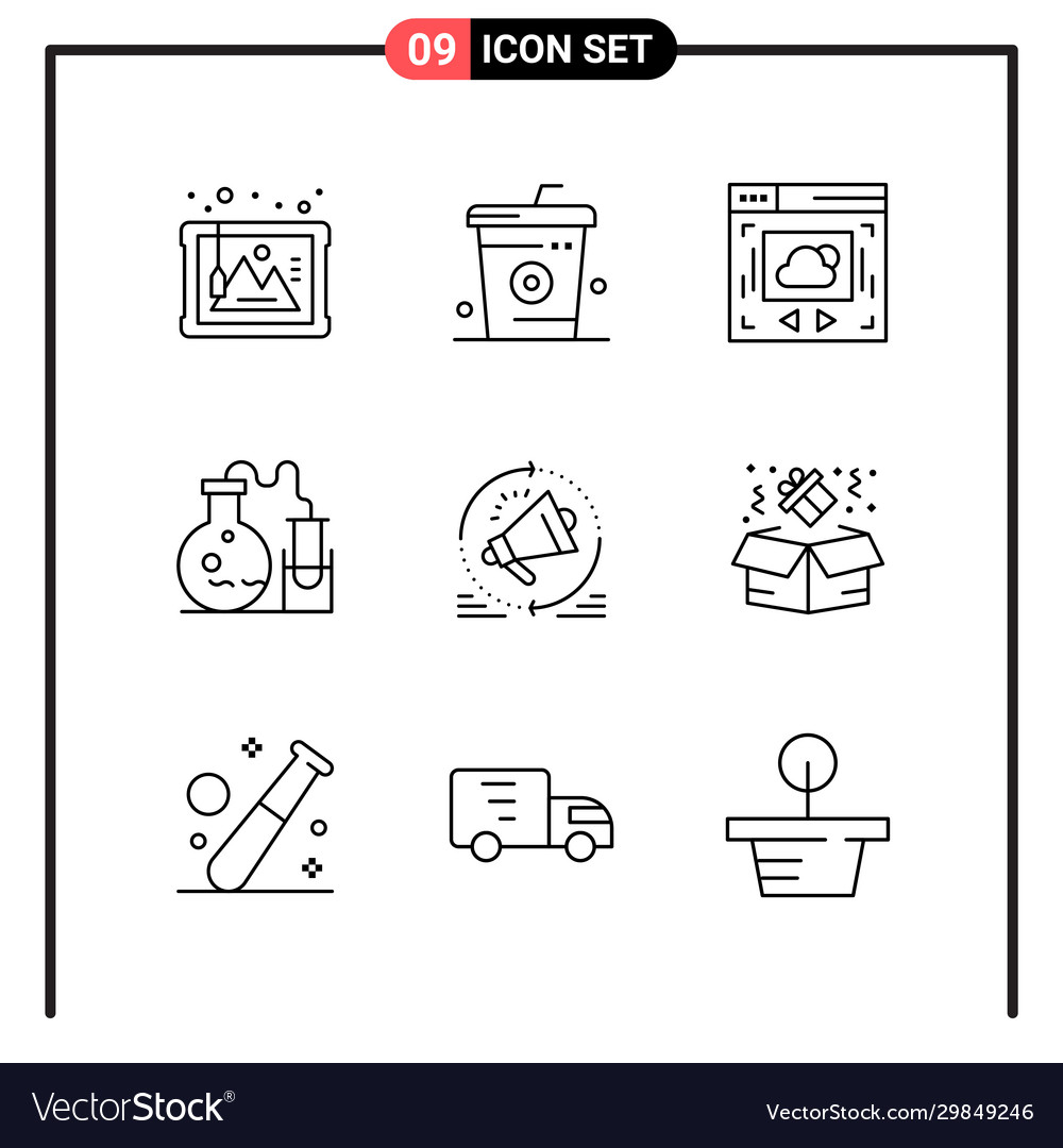 Set 9 line style icons for web and mobile Vector Image Set 9 line style icons for web and mobile