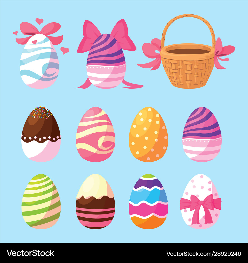 Set easter eggs happy easter Royalty Free Vector Image