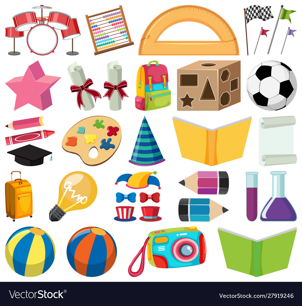 Set isolated objects theme school vector image Set isolated objects theme school