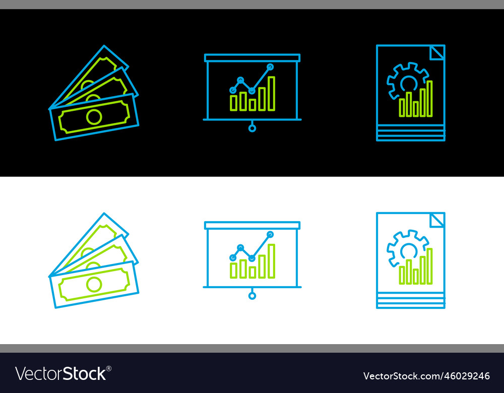 Set line document with graph chart stacks paper vector image Set line document with graph chart stacks paper