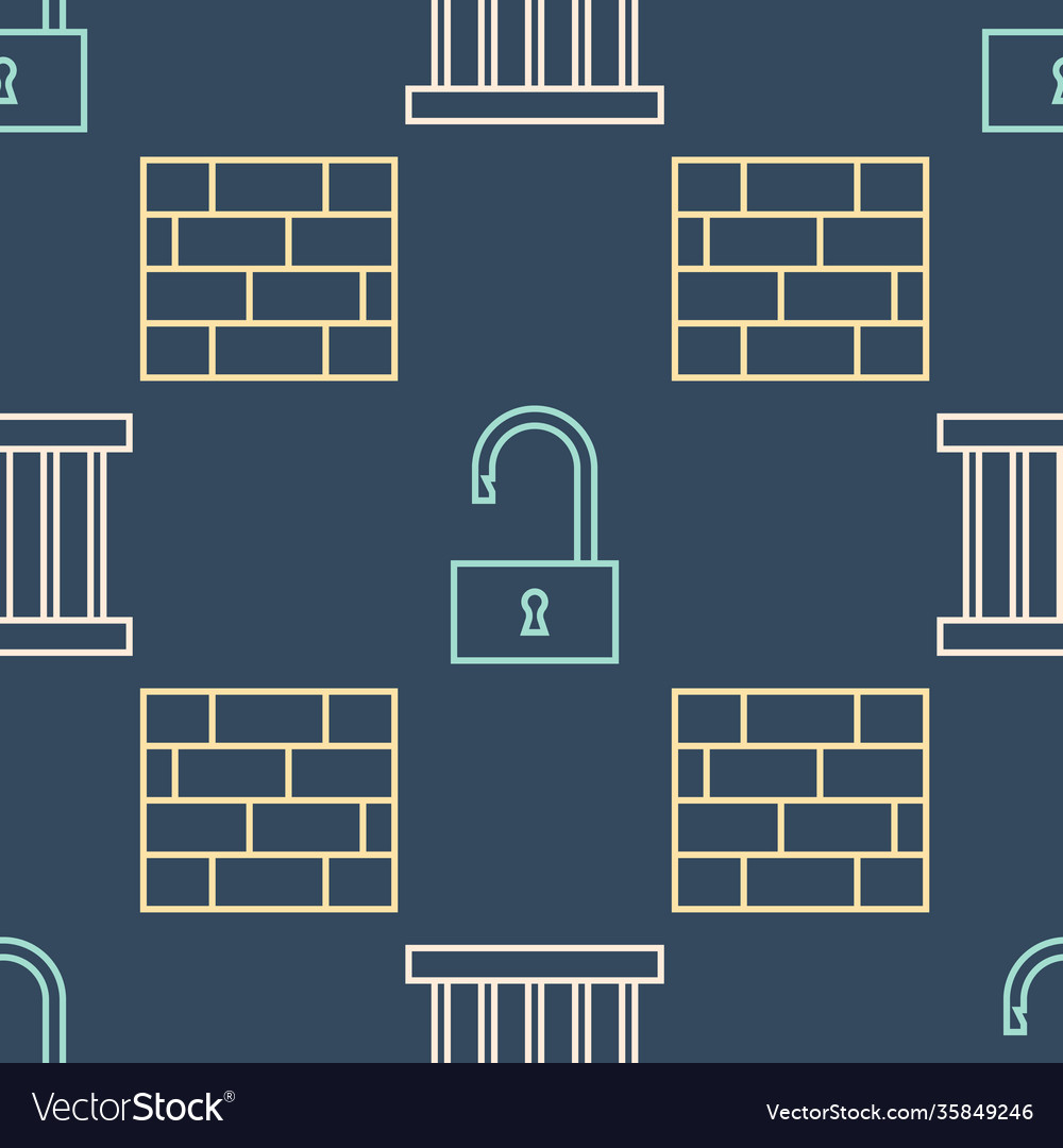 Set line prison window bricks and open padlock Vector Image Set line prison window bricks and open padlock