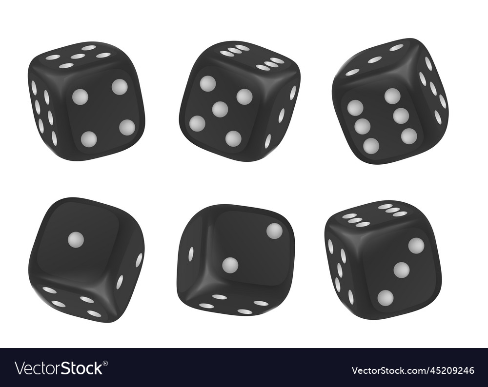 Set of black realistic dices with numbers dots