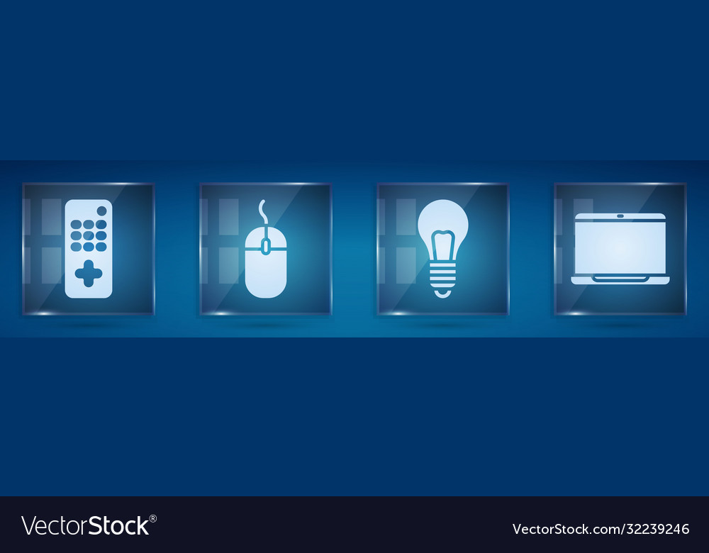 Set remote control computer mouse light bulb vector image Set remote control computer mouse light bulb
