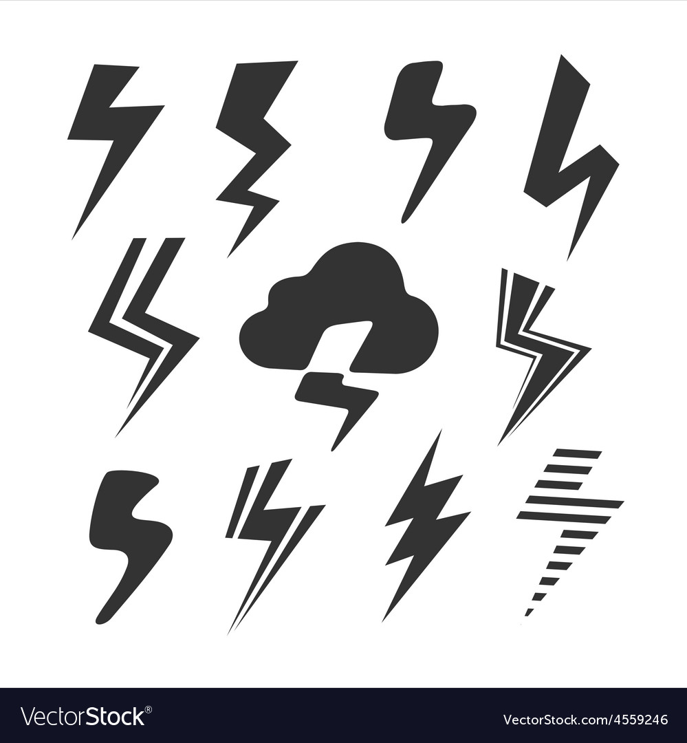 Set symbols lightning Royalty Free Vector Image