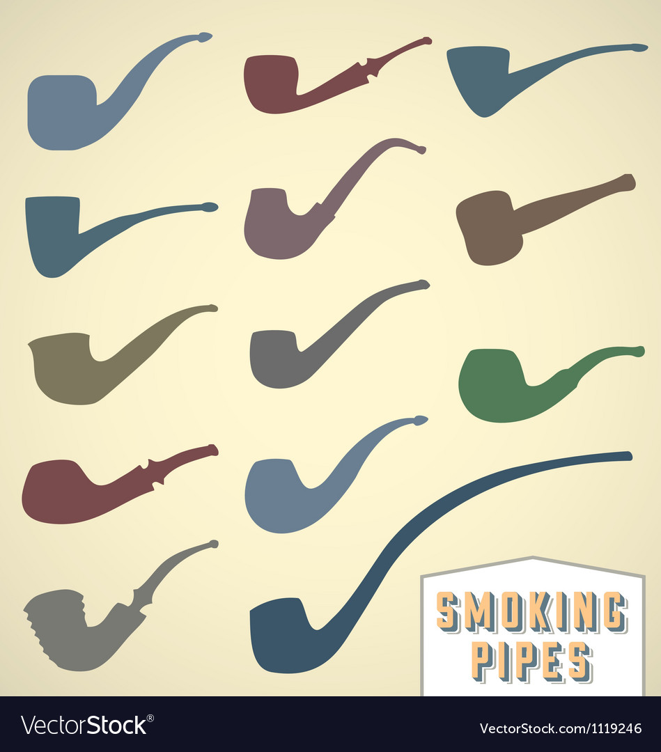 Vintage smoking pipes collection Royalty Free Vector Image