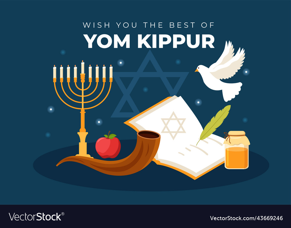 Yom kippur celebration hand drawn cartoon flat Vector Image