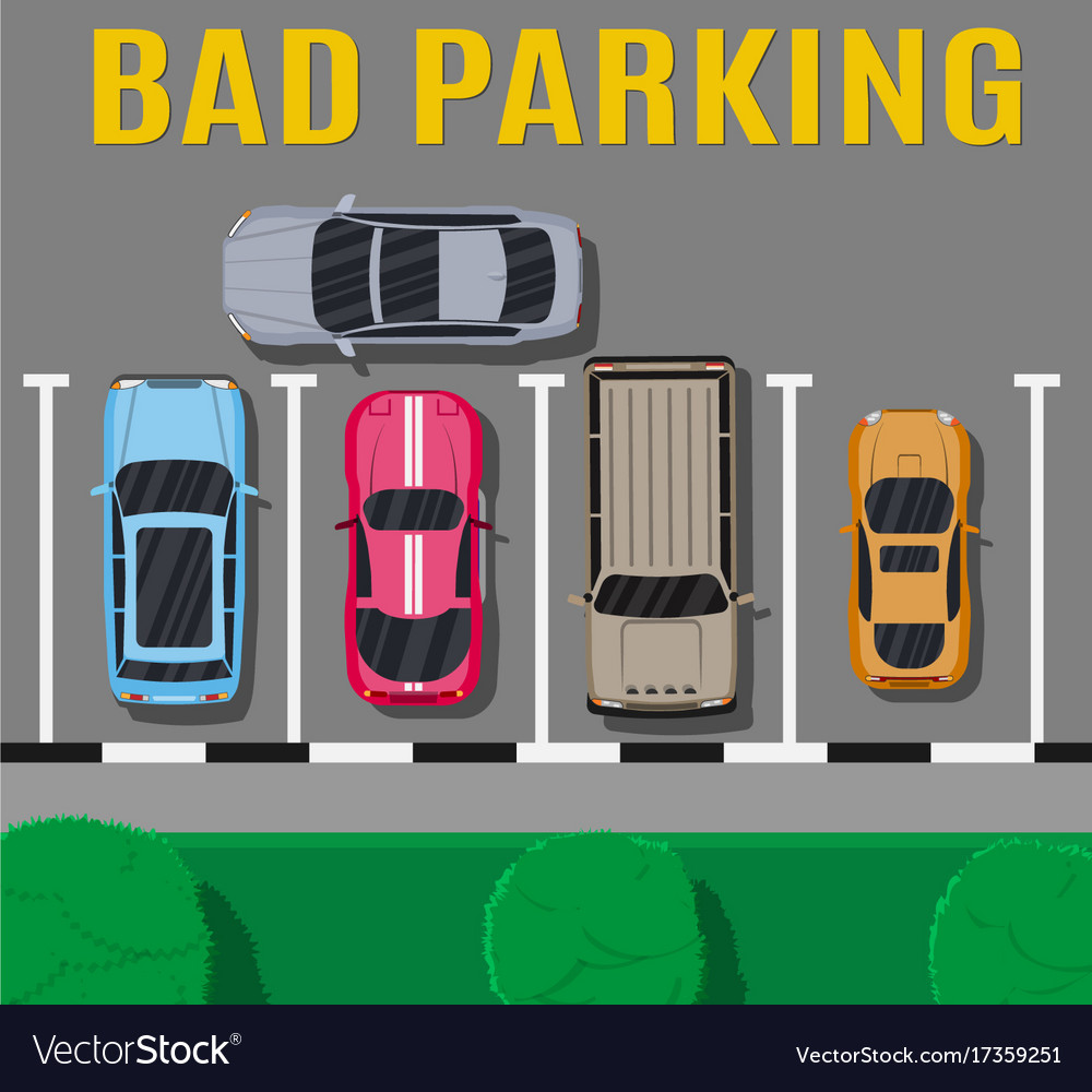 Premium Vector  Bad parking wrongly parked car illustration vector top view