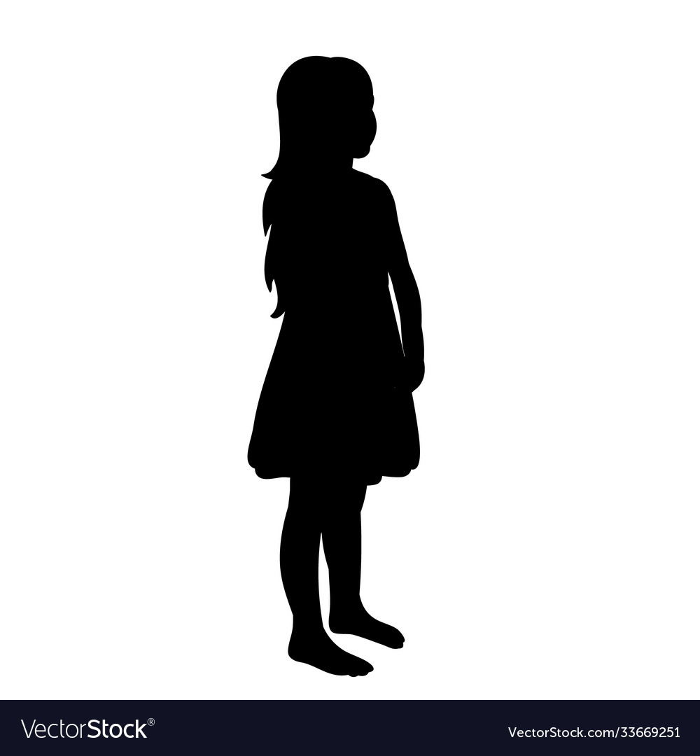 Black silhouette a child girl childhood Royalty Free Vector