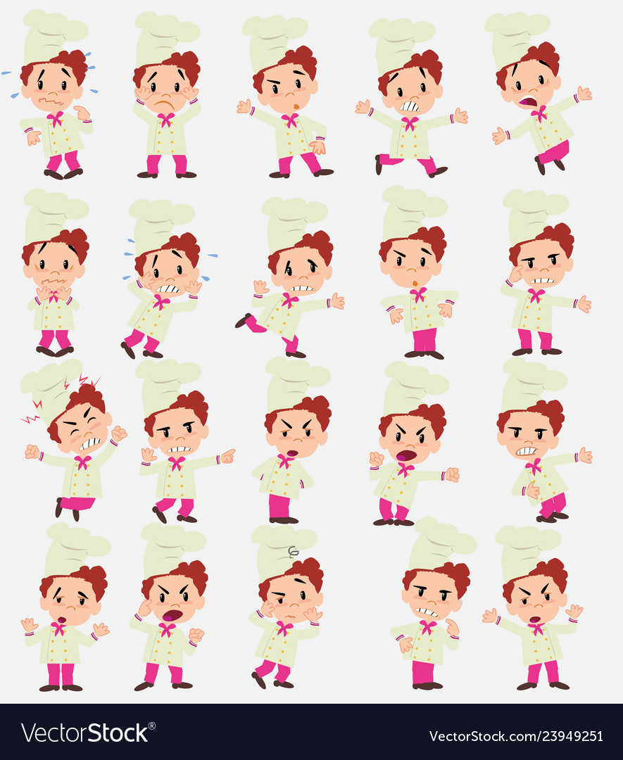 Cartoon character chef set with different