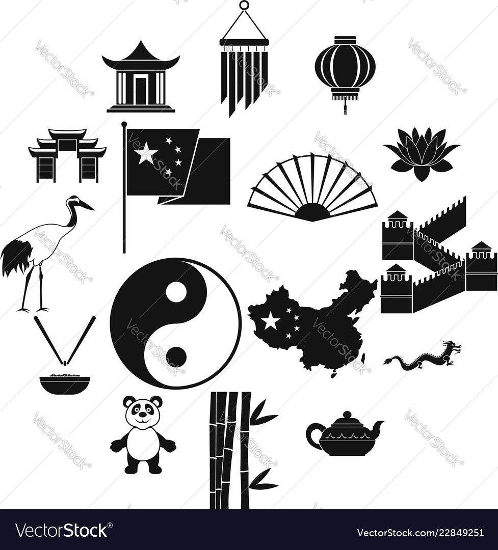 China black simple icons Royalty Free Vector Image