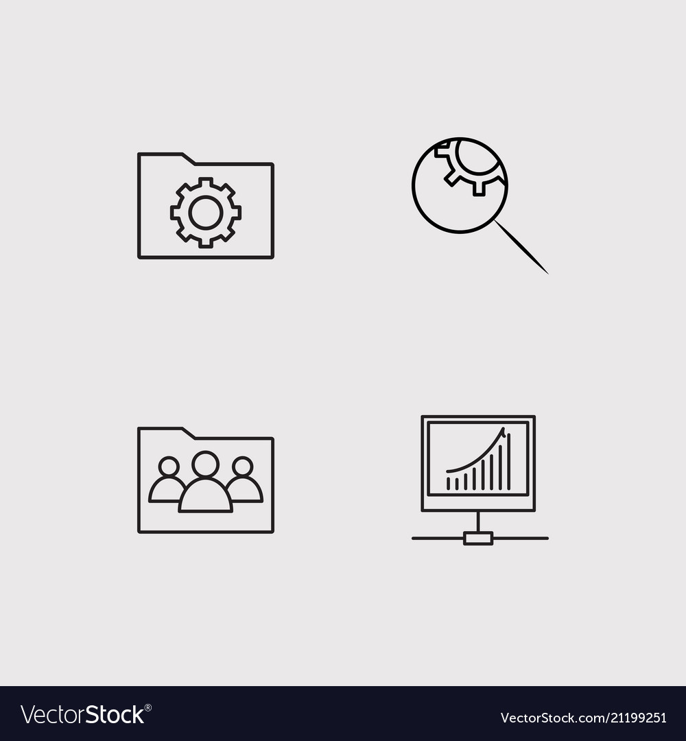 Data analytics simple linear icons set outlined
