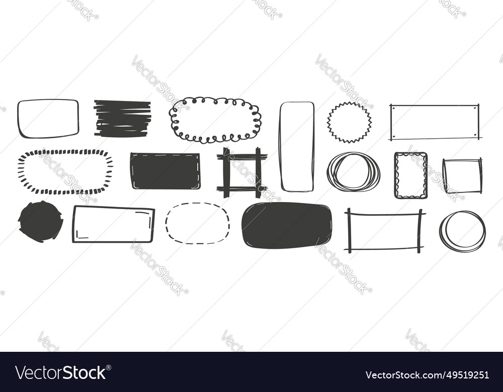 Doodle frames set hand drawn rectangle Royalty Free Vector