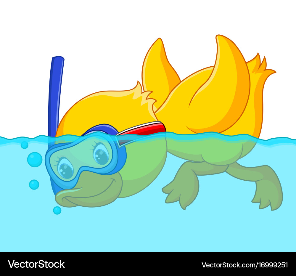 Duck snorkeling cartoon Royalty Free Vector Image