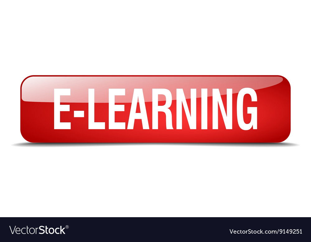 E-learning red square 3d realistic isolated web