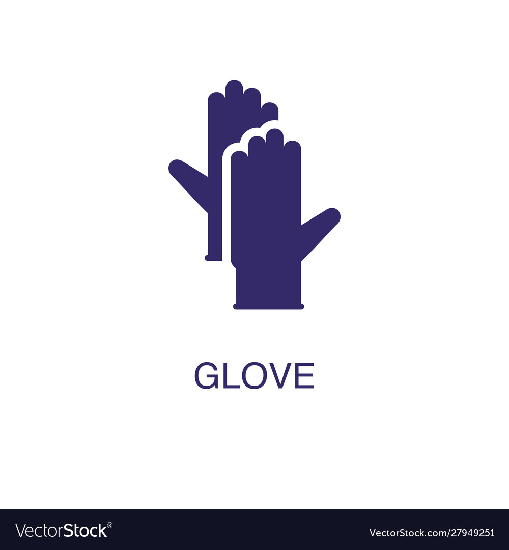 Glove element in flat simple style on white
