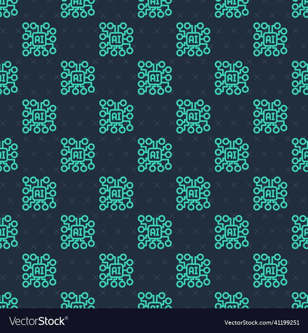 Green line neural network icon isolated seamless vector image Green line neural network icon isolated seamless