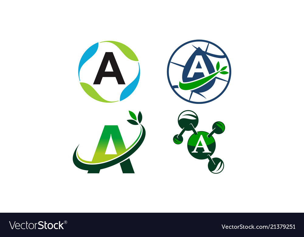 Green project solution a template set vector image Green project solution a template set