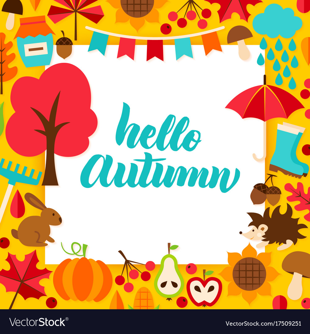 Hello autumn paper concept