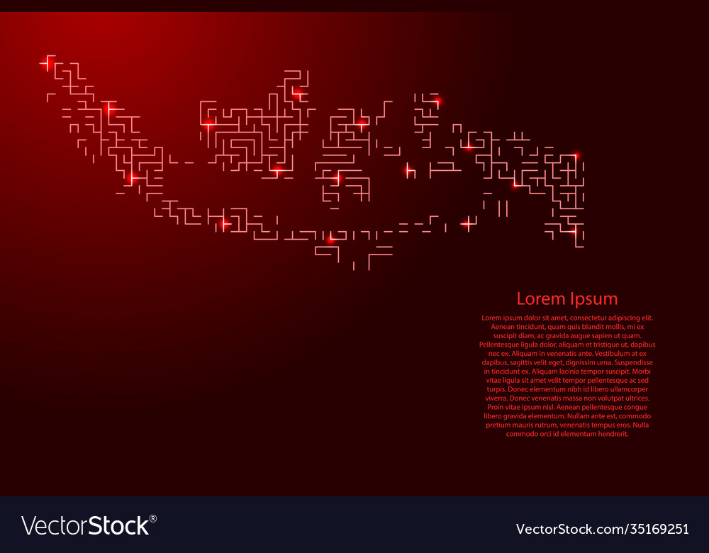 Indonesia map from red pattern maze grid Vector Image Indonesia map from red pattern maze grid