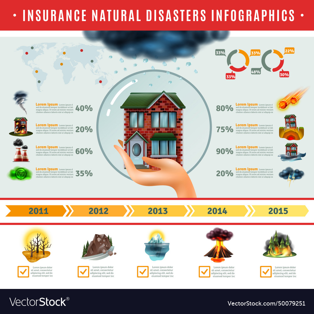 Insurance natural disasters infographics Vector Image