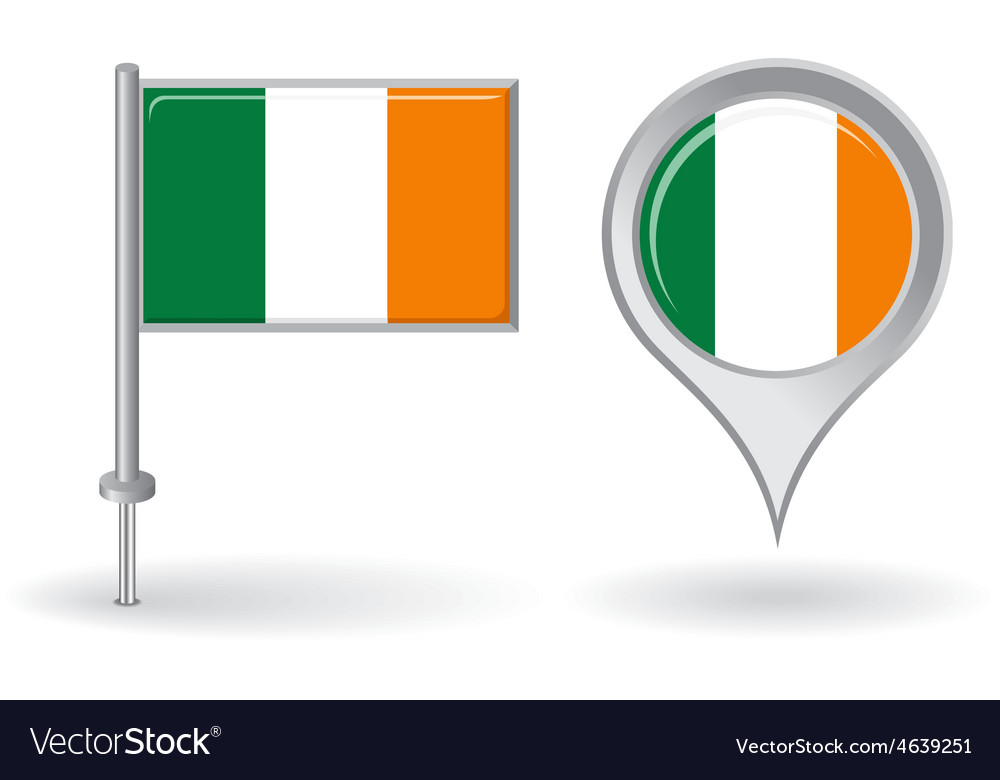 Irish pin icon and map pointer flag Royalty Free Vector