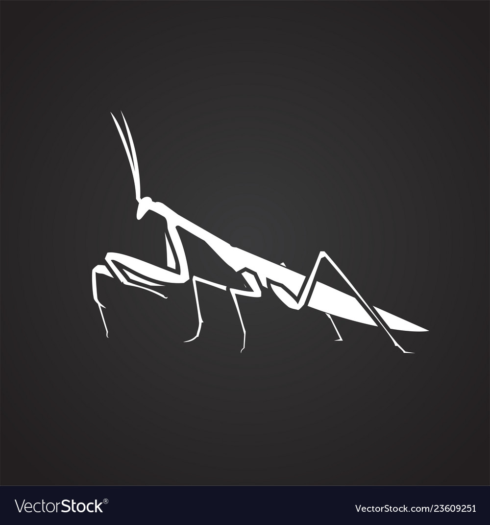 Mantis insect icon on black background for graphic