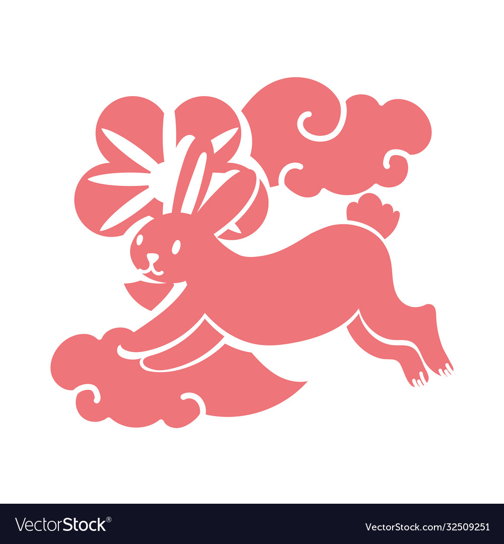 Mid autumn festival card with rabbit line style