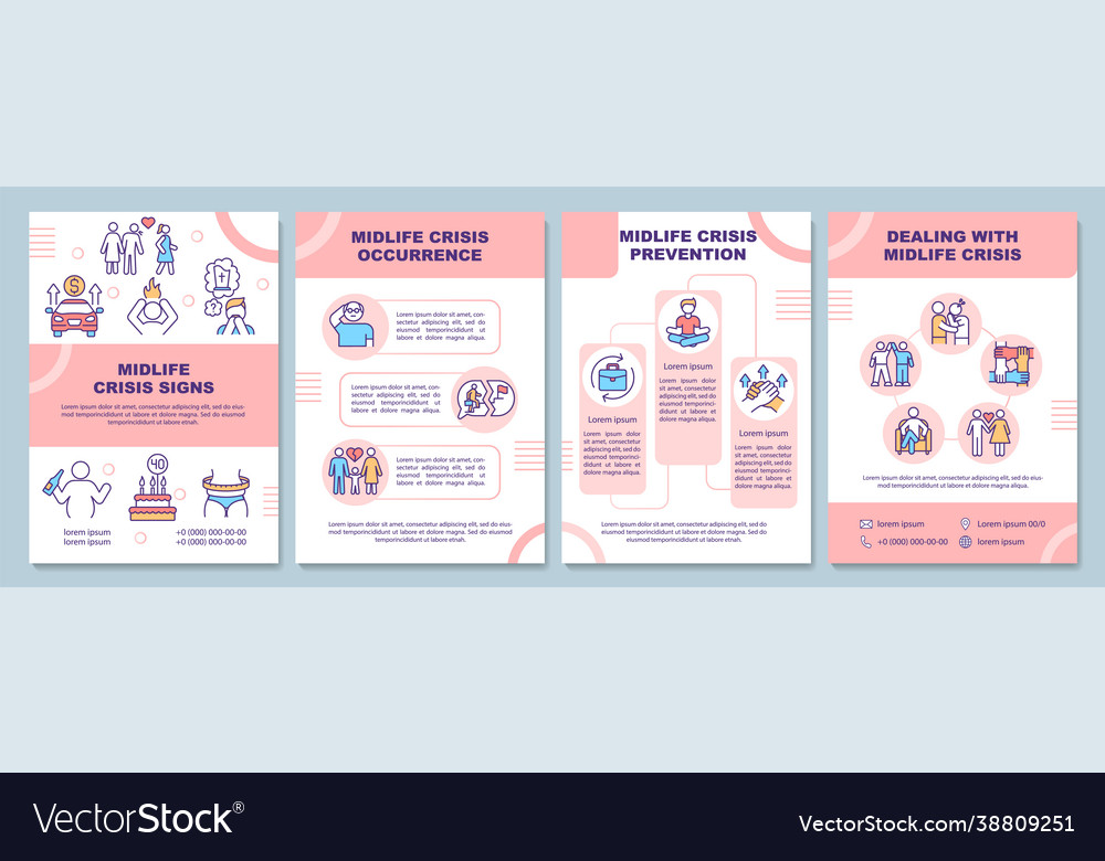 Midlife crisis signs brochure template Royalty Free Vector